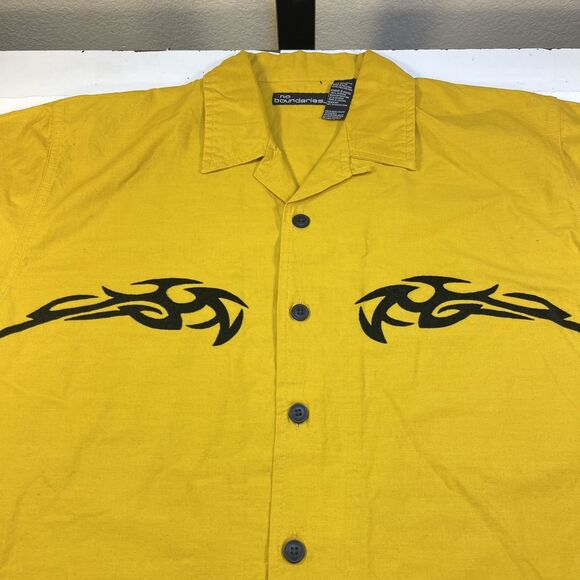 y2k NO BOUNDARIES BUTTON FRONT BOWLING SHIRT Mens L 1990s Y2K VINTAGE - Picture 1 of 4